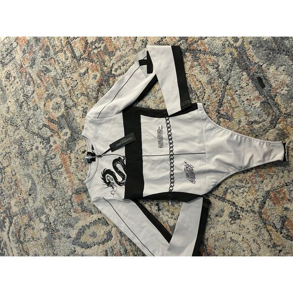 Manière De Voir Women’s Dragon Print Long Sleeve Bodysuit Zip Back XS NWT - Picture 1 of 4